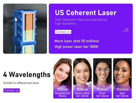 Équipement de beauté Fosyderm Laser épilateur 3 ondes 12 barres
