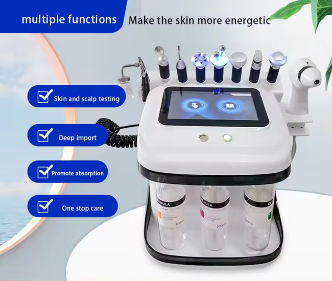 8 Poignées de compteur d'oxygène Machine de dermabrasion dans l'eau Nettoyage en profondeur de la peau Hydratation et hydratation